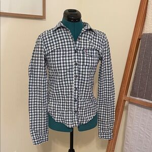 Blue and White Checkered Hollister Size Small Button Down Shirt